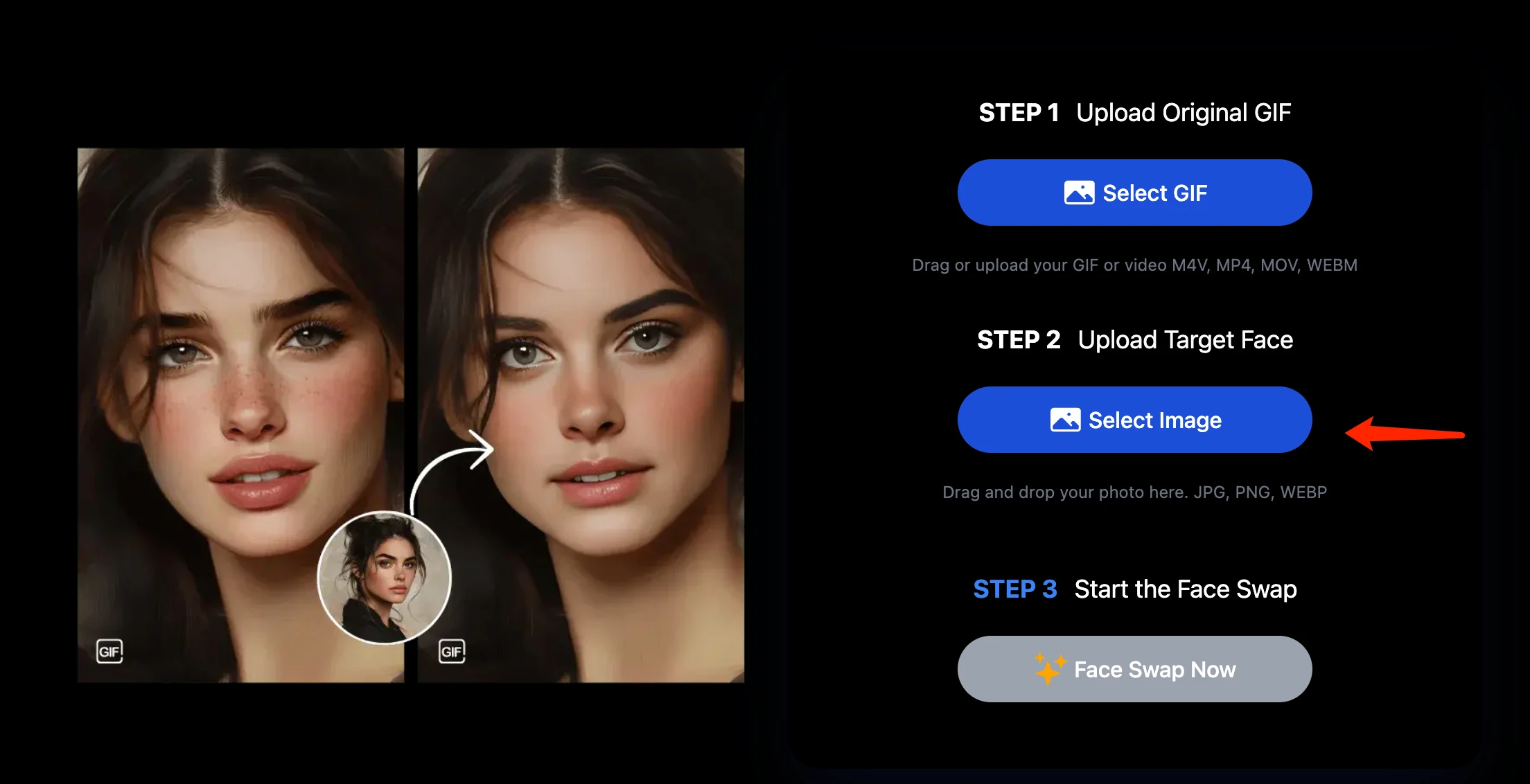 Uploading a face photo for GIF swap