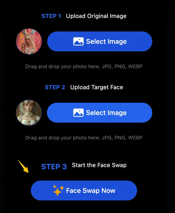 Step four perform face swap on iPhone