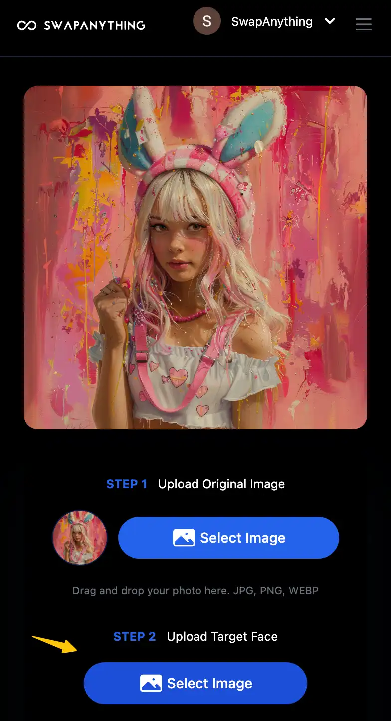 Step three select face to swap on iPhone